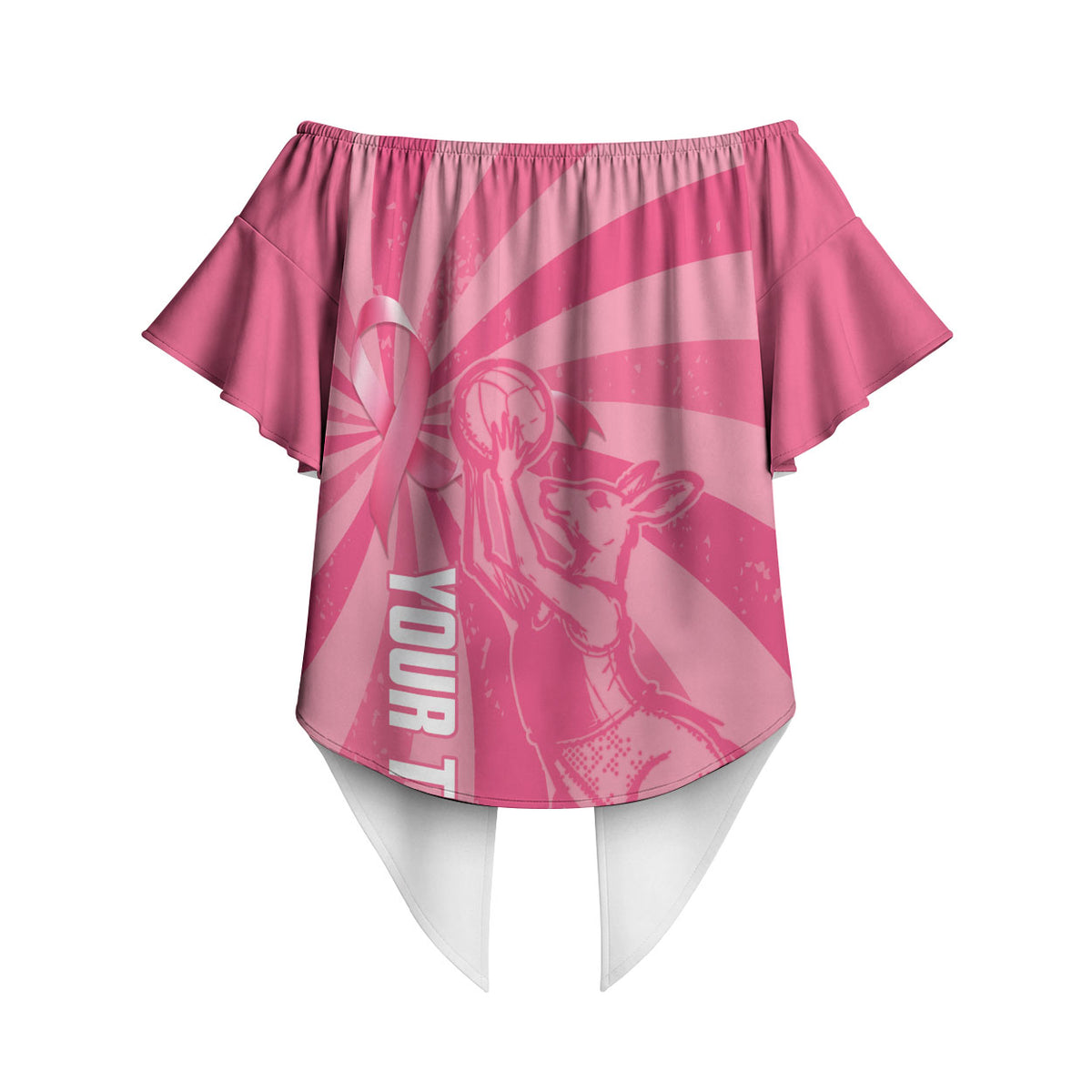 Australia Netball Breast Cancer Personalised Off Shoulder Wrap Waist Top Aussie Kangaroo Together We Can
