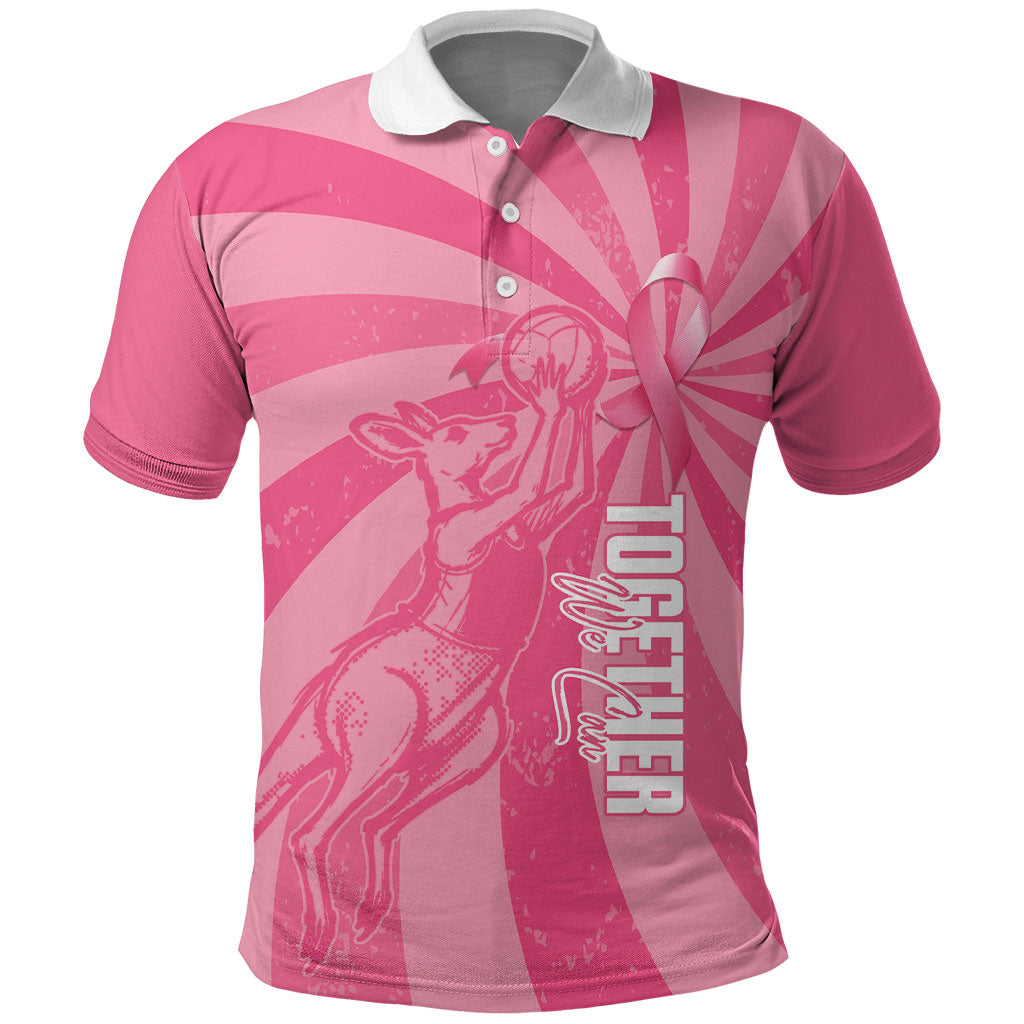 Australia Netball Breast Cancer Personalised Polo Shirt Aussie Kangaroo Together We Can