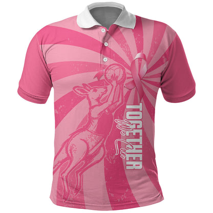 Australia Netball Breast Cancer Personalised Polo Shirt Aussie Kangaroo Together We Can