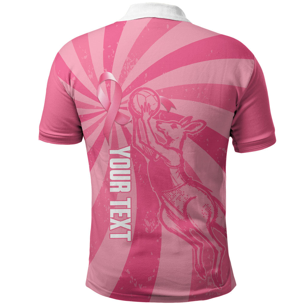 Australia Netball Breast Cancer Personalised Polo Shirt Aussie Kangaroo Together We Can
