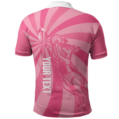Australia Netball Breast Cancer Personalised Polo Shirt Aussie Kangaroo Together We Can