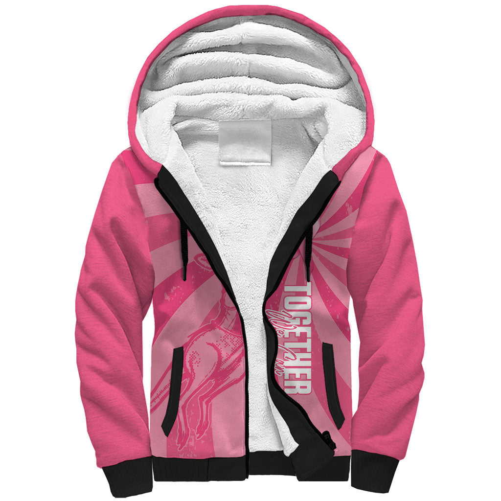 Australia Netball Breast Cancer Personalised Sherpa Hoodie Aussie Kangaroo Together We Can