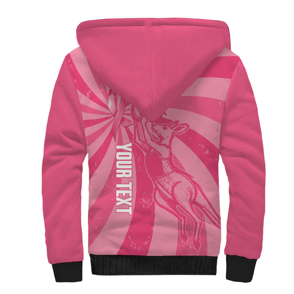 Australia Netball Breast Cancer Personalised Sherpa Hoodie Aussie Kangaroo Together We Can