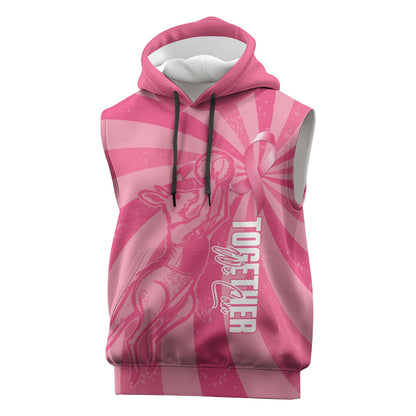 Australia Netball Breast Cancer Personalised Sleeveless Hoodie Aussie Kangaroo Together We Can
