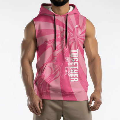 Australia Netball Breast Cancer Personalised Sleeveless Hoodie Aussie Kangaroo Together We Can