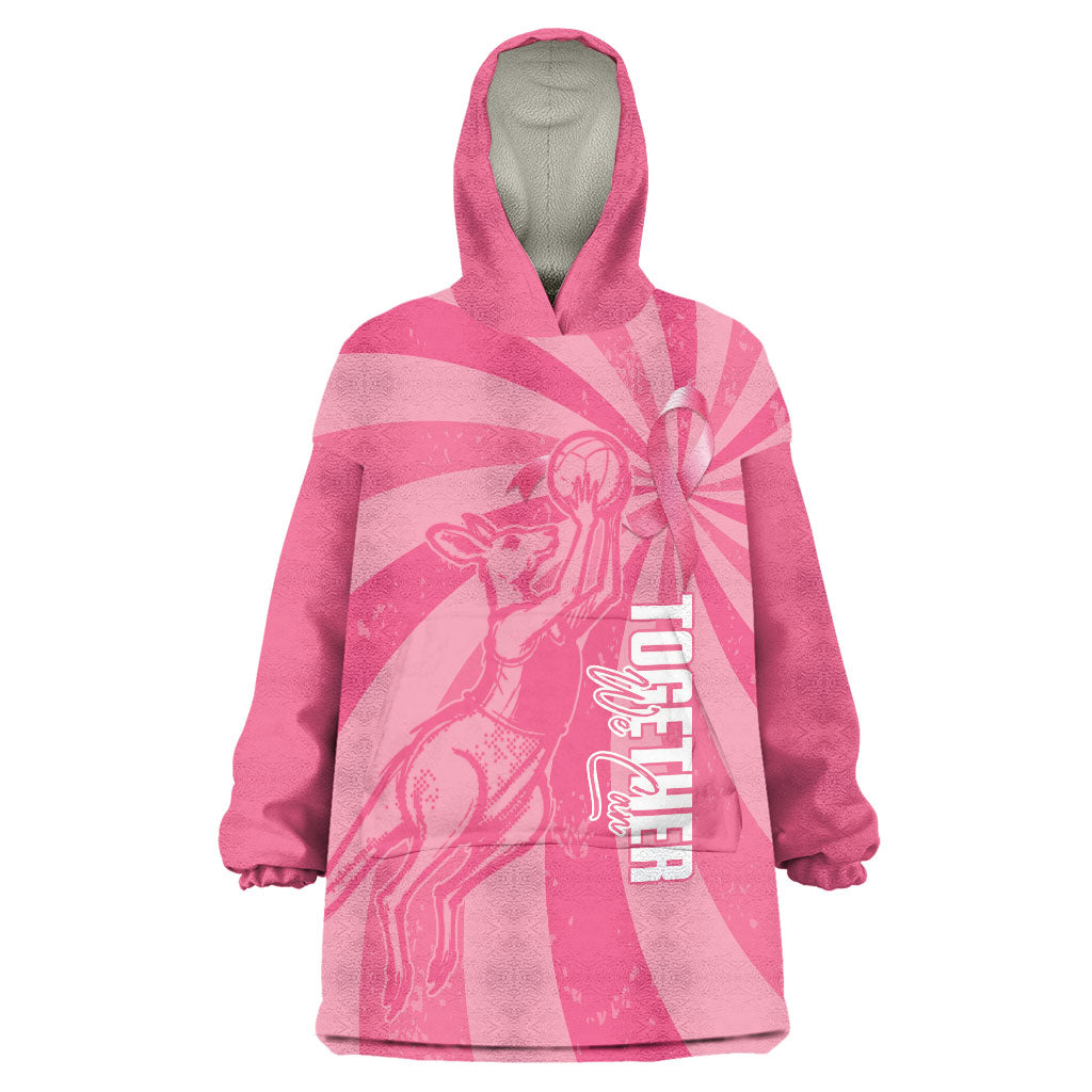Australia Netball Breast Cancer Personalised Wearable Blanket Hoodie Aussie Kangaroo Together We Can
