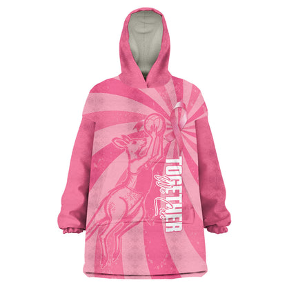 Australia Netball Breast Cancer Personalised Wearable Blanket Hoodie Aussie Kangaroo Together We Can