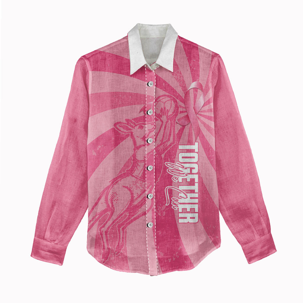 Australia Netball Breast Cancer Personalised Women Casual Shirt Aussie Kangaroo Together We Can