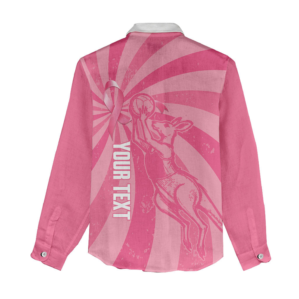 Australia Netball Breast Cancer Personalised Women Casual Shirt Aussie Kangaroo Together We Can