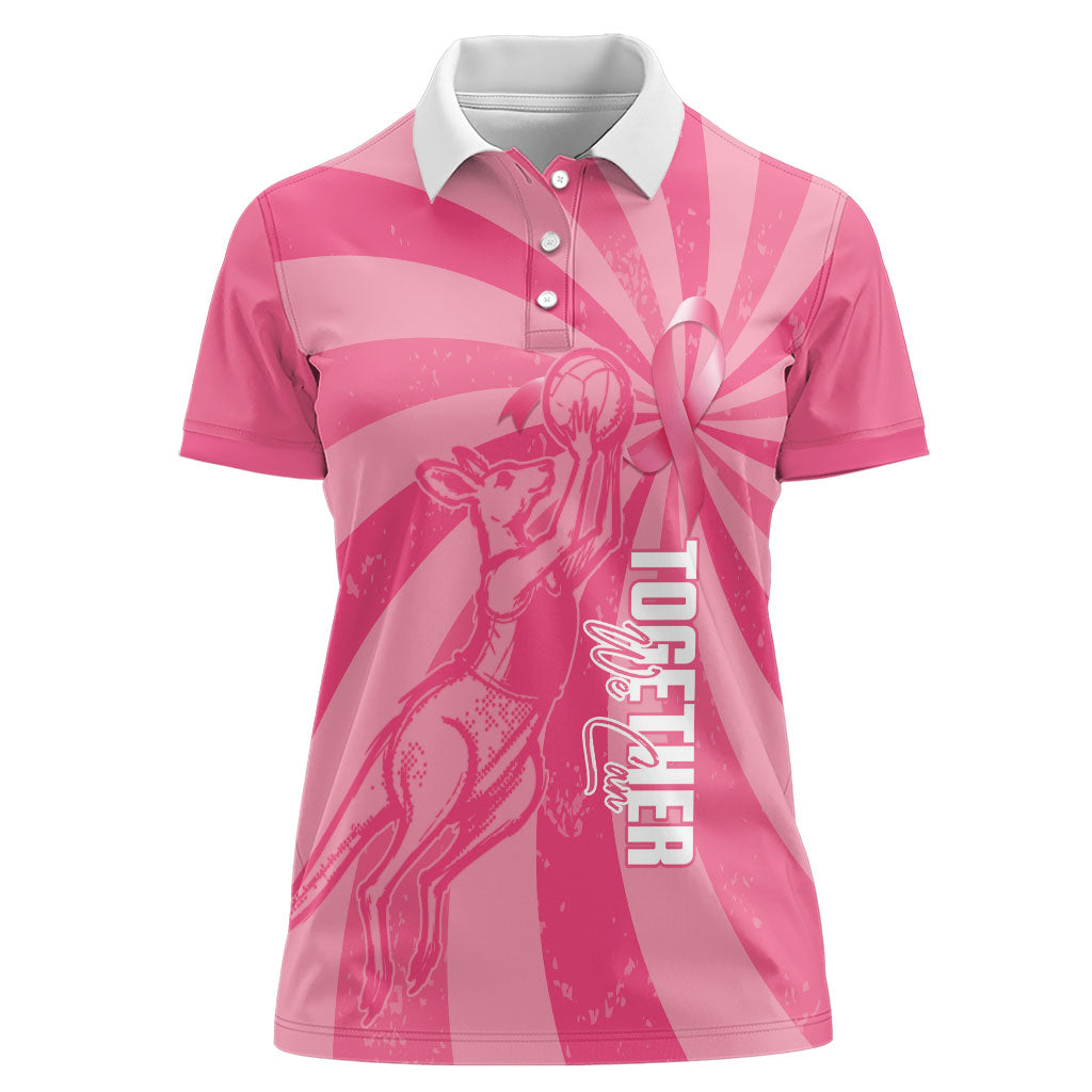 Australia Netball Breast Cancer Personalised Women Polo Shirt Aussie Kangaroo Together We Can