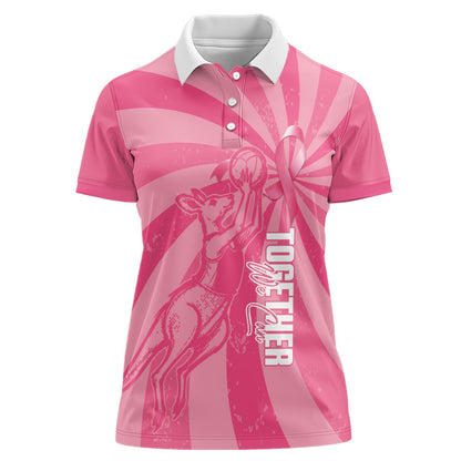 Australia Netball Breast Cancer Personalised Women Polo Shirt Aussie Kangaroo Together We Can