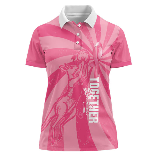 Australia Netball Breast Cancer Personalised Women Polo Shirt Aussie Kangaroo Together We Can