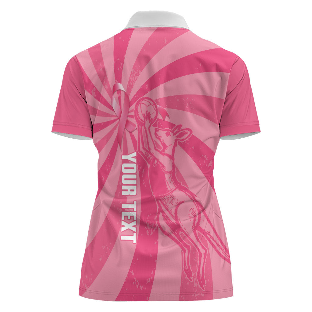 Australia Netball Breast Cancer Personalised Women Polo Shirt Aussie Kangaroo Together We Can