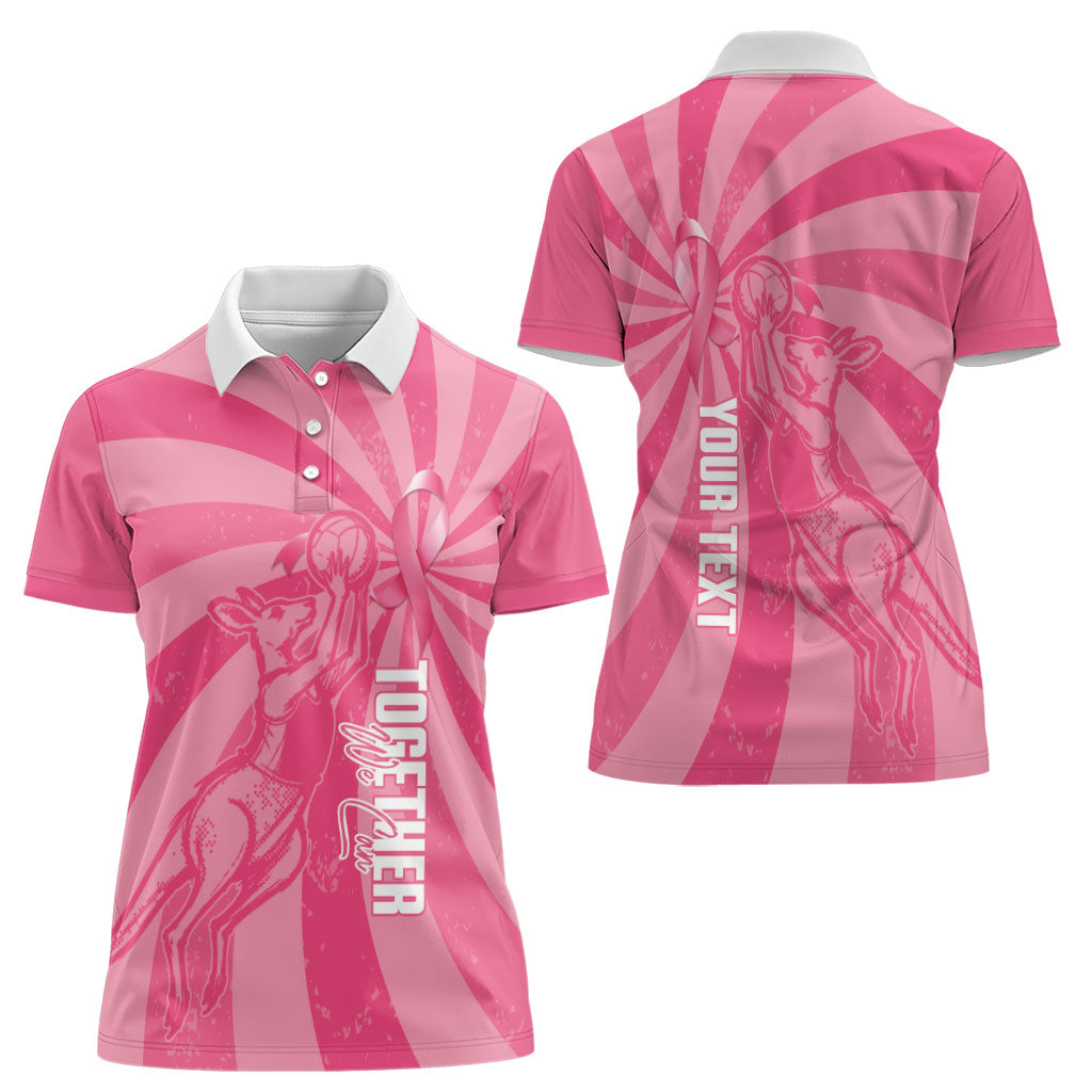 Australia Netball Breast Cancer Personalised Women Polo Shirt Aussie Kangaroo Together We Can