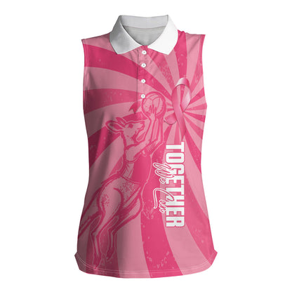 Australia Netball Breast Cancer Personalised Women Sleeveless Polo Shirt Aussie Kangaroo Together We Can