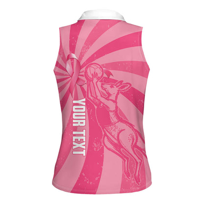 Australia Netball Breast Cancer Personalised Women Sleeveless Polo Shirt Aussie Kangaroo Together We Can