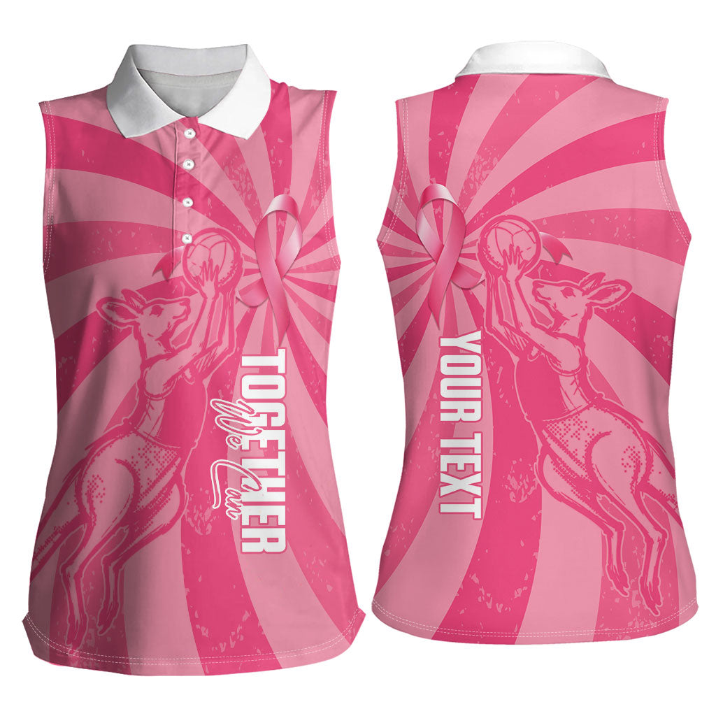 Australia Netball Breast Cancer Personalised Women Sleeveless Polo Shirt Aussie Kangaroo Together We Can
