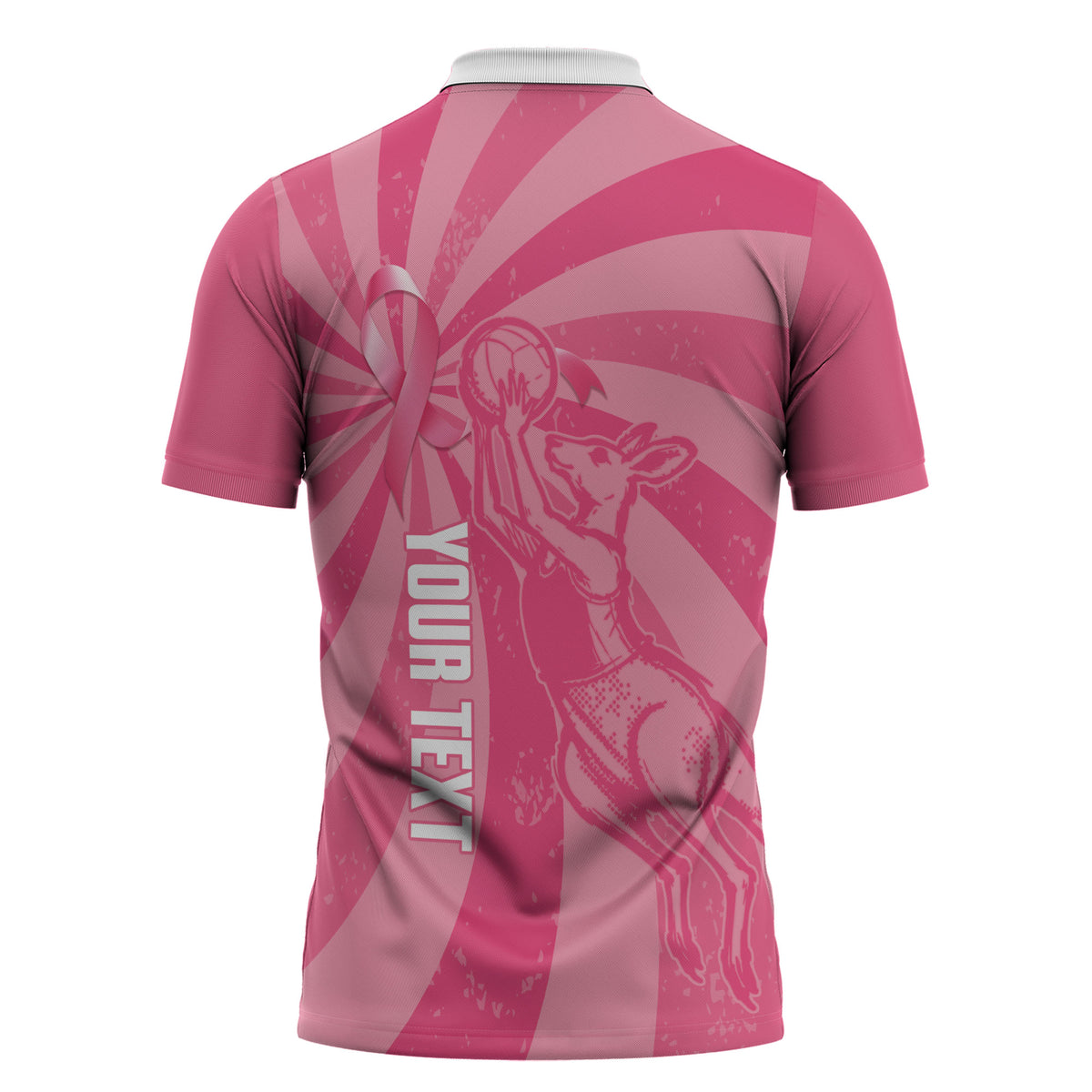 Australia Netball Breast Cancer Personalised Zipper Polo Shirt Aussie Kangaroo Together We Can