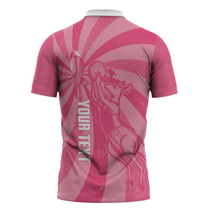 Australia Netball Breast Cancer Personalised Zipper Polo Shirt Aussie Kangaroo Together We Can