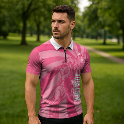 Australia Netball Breast Cancer Personalised Zipper Polo Shirt Aussie Kangaroo Together We Can