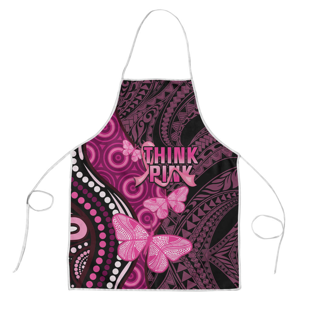 Think Pink Breast Cancer Support Apron Butterfly Aboriginal Mix Polynesian Pattern
