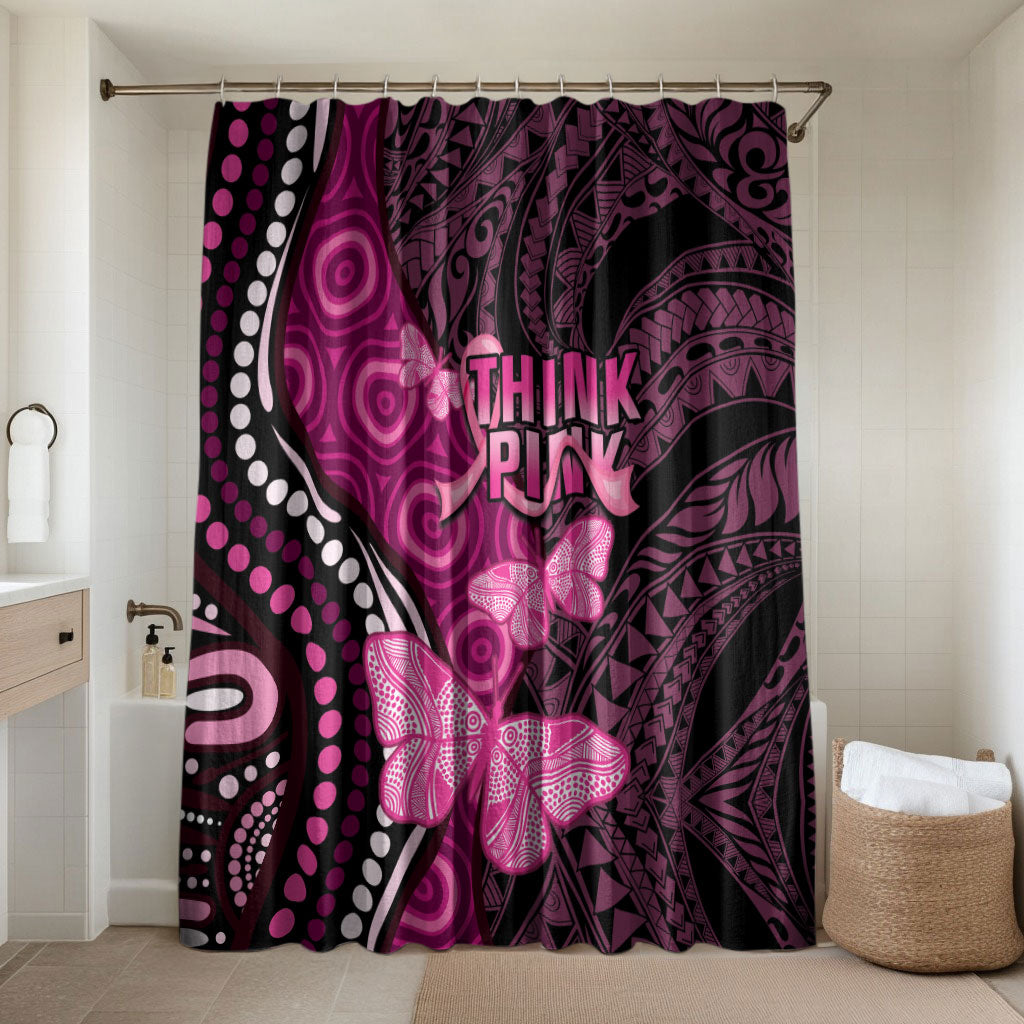 Think Pink Breast Cancer Support Bathroom Set Butterfly Aboriginal Mix Polynesian Pattern