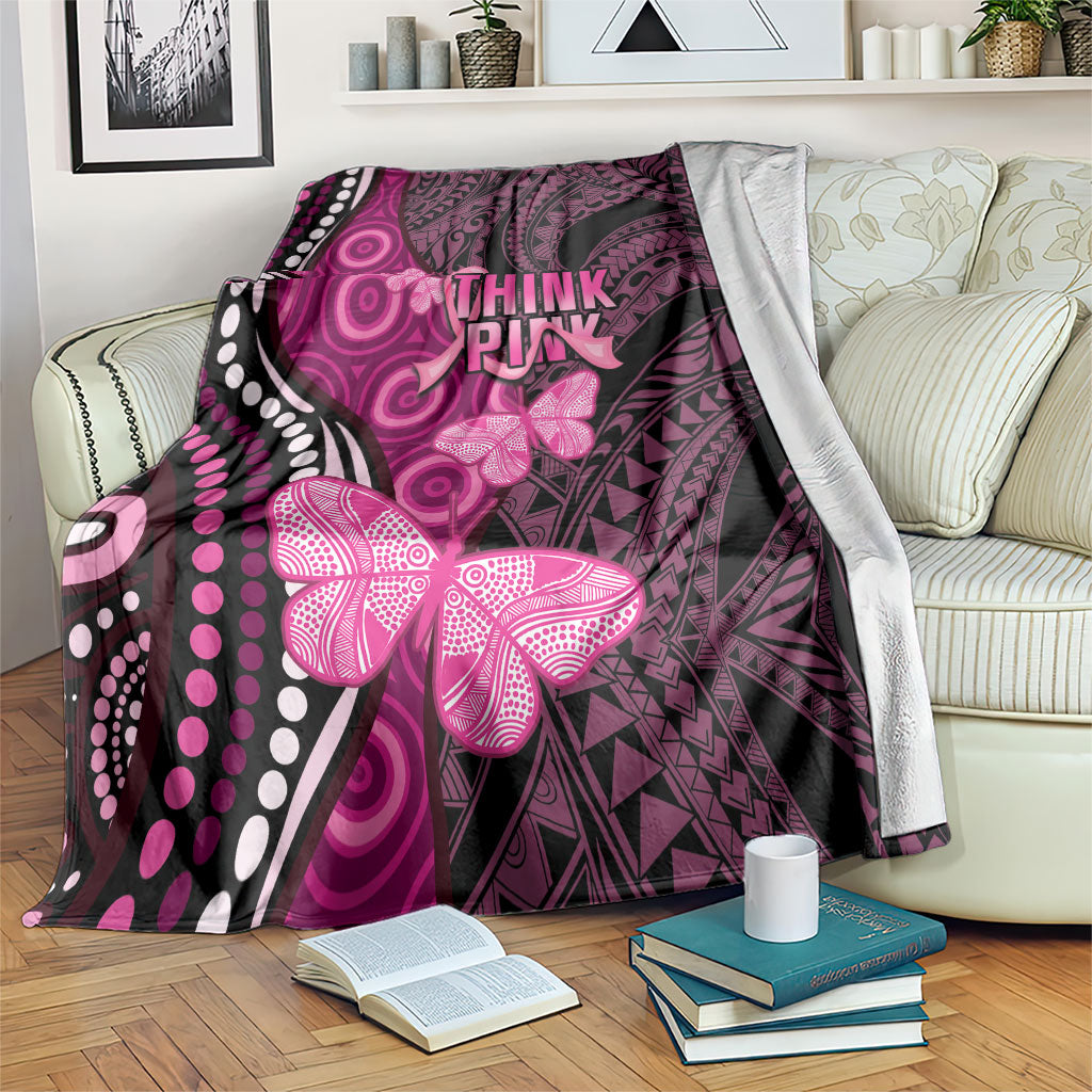 Think Pink Breast Cancer Support Blanket Butterfly Aboriginal Mix Polynesian Pattern