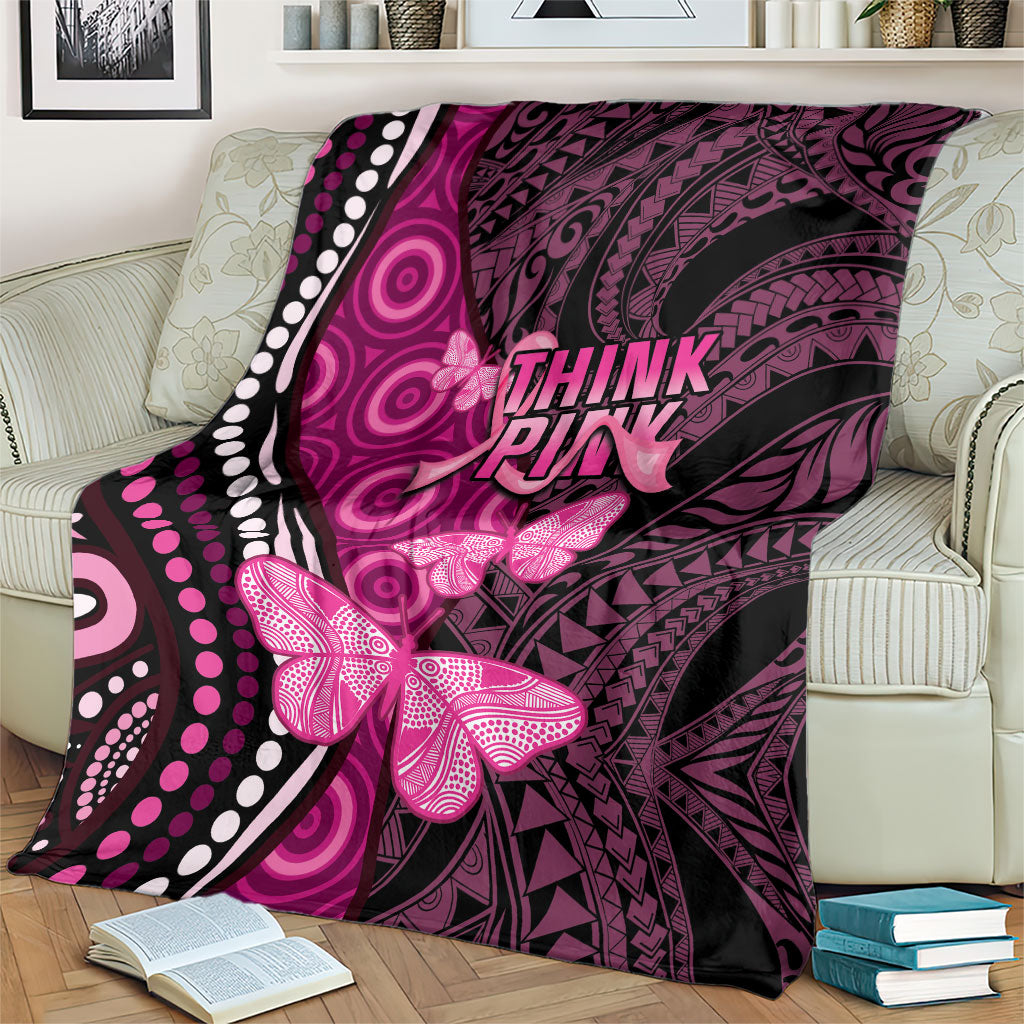 Think Pink Breast Cancer Support Blanket Butterfly Aboriginal Mix Polynesian Pattern
