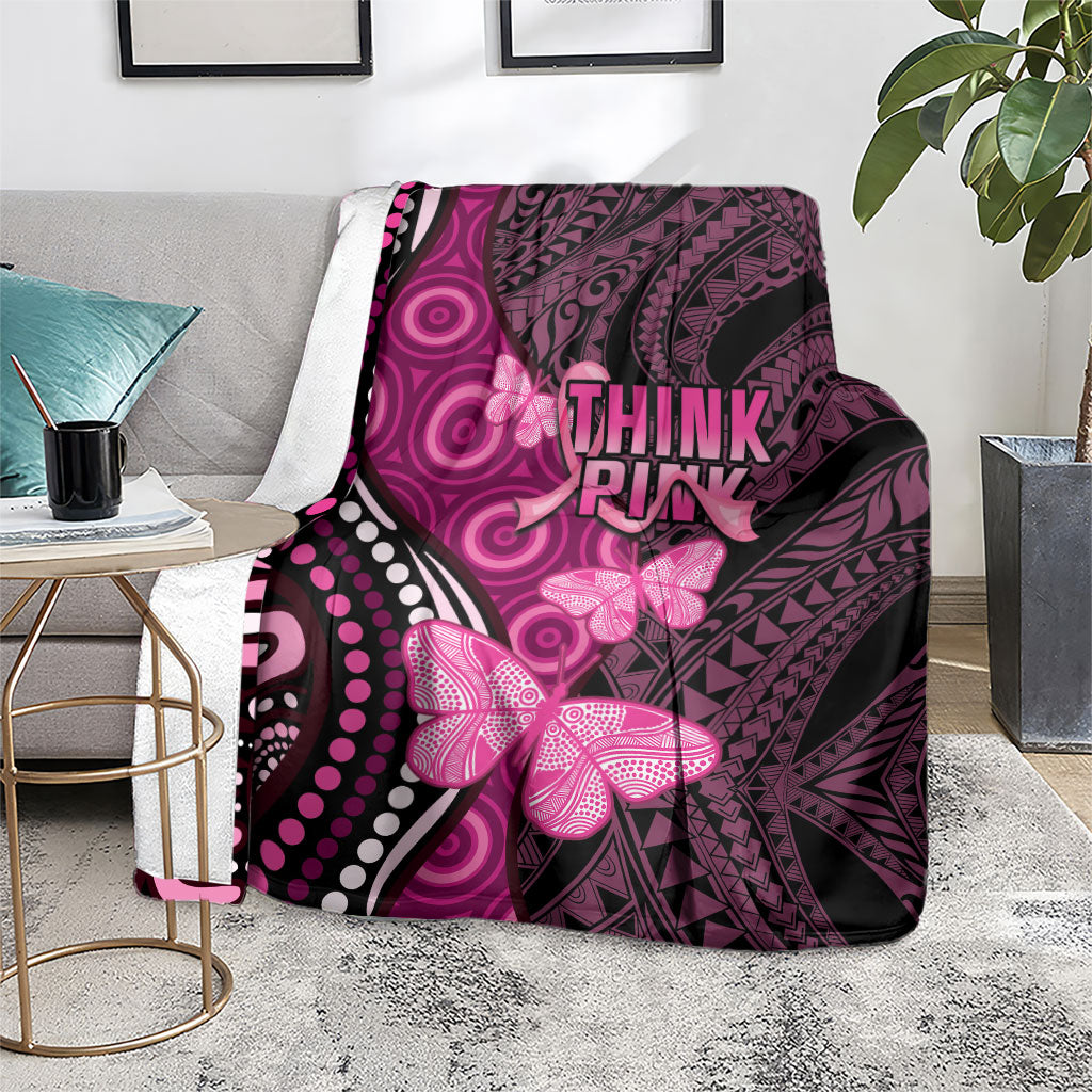 Think Pink Breast Cancer Support Blanket Butterfly Aboriginal Mix Polynesian Pattern