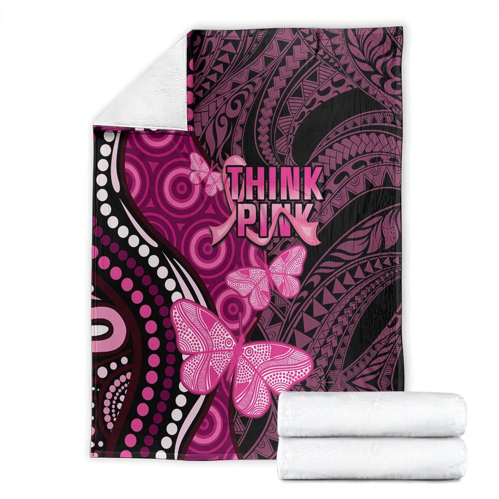 Think Pink Breast Cancer Support Blanket Butterfly Aboriginal Mix Polynesian Pattern