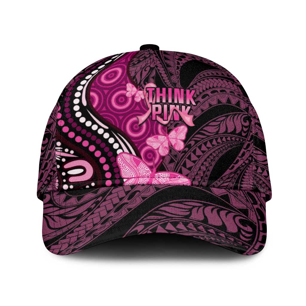 Think Pink Breast Cancer Support Classic Cap Butterfly Aboriginal Mix Polynesian Pattern