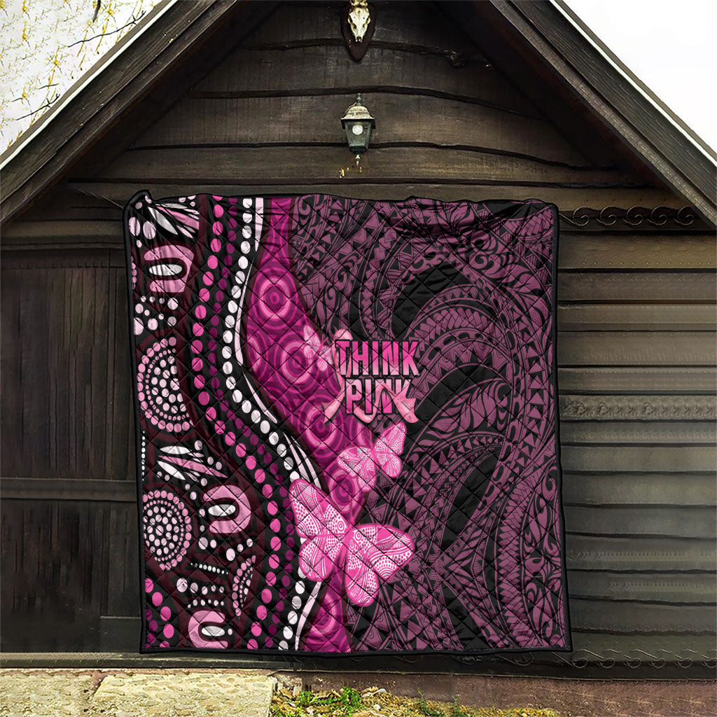 Think Pink Breast Cancer Support Quilt Butterfly Aboriginal Mix Polynesian Pattern