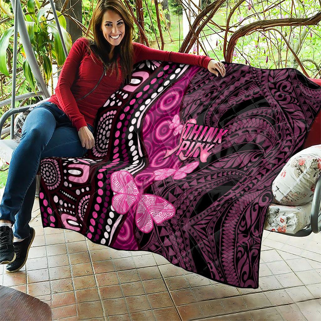 Think Pink Breast Cancer Support Quilt Butterfly Aboriginal Mix Polynesian Pattern