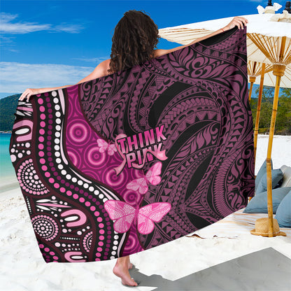 Think Pink Breast Cancer Support Sarong Butterfly Aboriginal Mix Polynesian Pattern