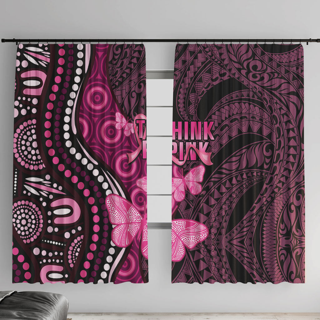 Think Pink Breast Cancer Support Window Curtain Butterfly Aboriginal Mix Polynesian Pattern