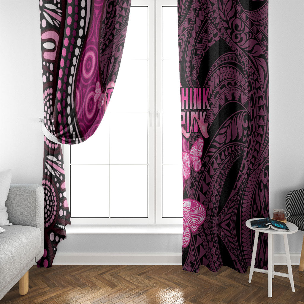 Think Pink Breast Cancer Support Window Curtain Butterfly Aboriginal Mix Polynesian Pattern