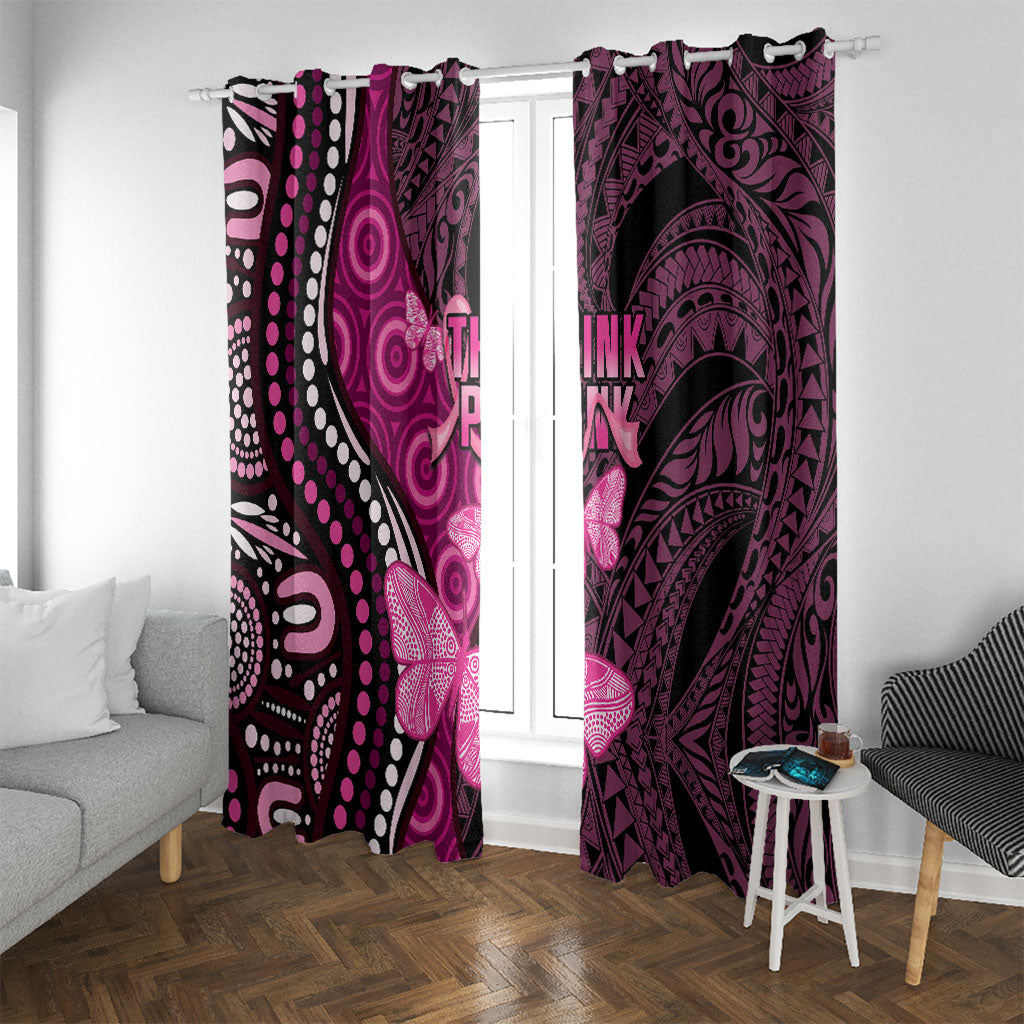 Think Pink Breast Cancer Support Window Curtain Butterfly Aboriginal Mix Polynesian Pattern