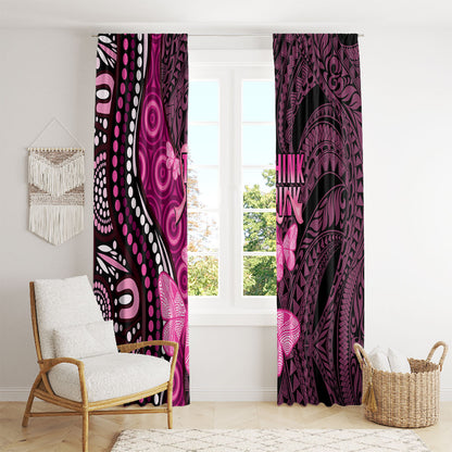 Think Pink Breast Cancer Support Window Curtain Butterfly Aboriginal Mix Polynesian Pattern