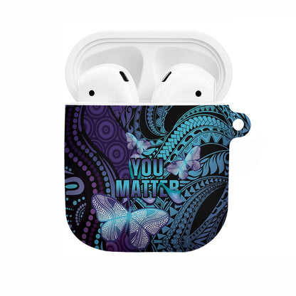 You Matter Suicide Prevention AirPods Case Butterfly Aboriginal Mix Polynesian Pattern