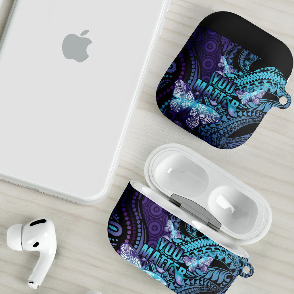 You Matter Suicide Prevention AirPods Case Butterfly Aboriginal Mix Polynesian Pattern