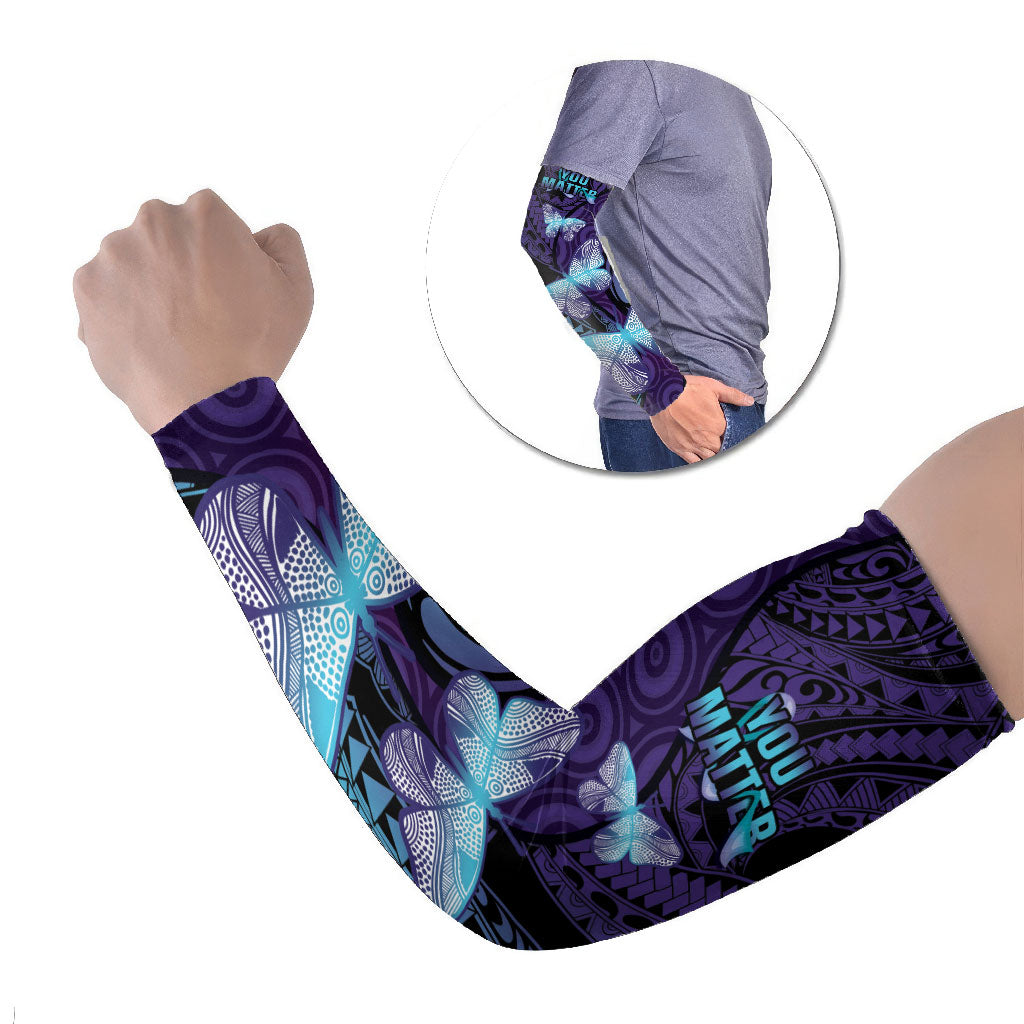 You Matter Suicide Prevention Arm Sleeves Butterfly Aboriginal Mix Polynesian Pattern
