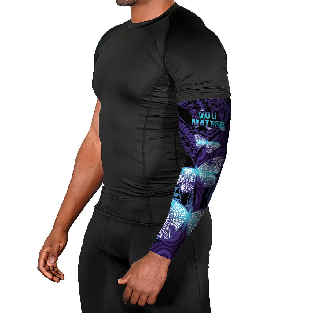 You Matter Suicide Prevention Arm Sleeves Butterfly Aboriginal Mix Polynesian Pattern