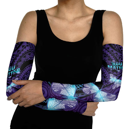 You Matter Suicide Prevention Arm Sleeves Butterfly Aboriginal Mix Polynesian Pattern