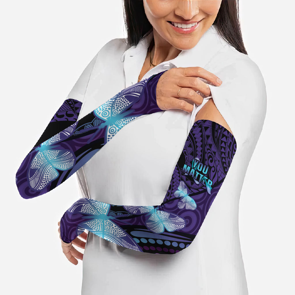 You Matter Suicide Prevention Arm Sleeves Butterfly Aboriginal Mix Polynesian Pattern