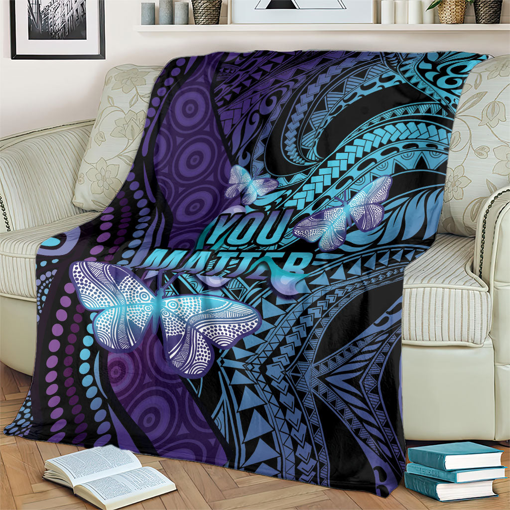 You Matter Suicide Prevention Blanket Butterfly Aboriginal Mix Polynesian Pattern