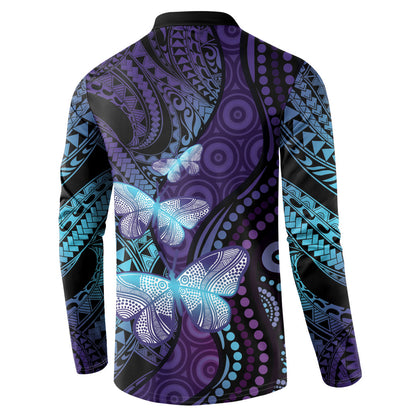 You Matter Suicide Prevention Button Sweatshirt Butterfly Aboriginal Mix Polynesian Pattern