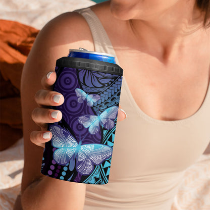 You Matter Suicide Prevention 4 in 1 Can Cooler Tumbler Butterfly Aboriginal Mix Polynesian Pattern