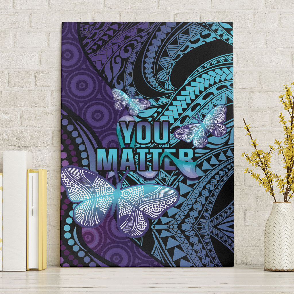 You Matter Suicide Prevention Canvas Wall Art Butterfly Aboriginal Mix Polynesian Pattern