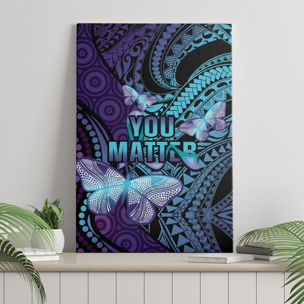 You Matter Suicide Prevention Canvas Wall Art Butterfly Aboriginal Mix Polynesian Pattern