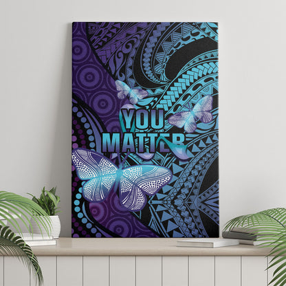 You Matter Suicide Prevention Canvas Wall Art Butterfly Aboriginal Mix Polynesian Pattern